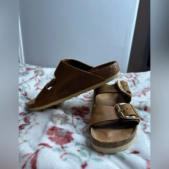 Birkenstock Arizona Big Buckle Slide Sandal
Color: Antique Cognac Oiled Leather - Picture 6 of 8